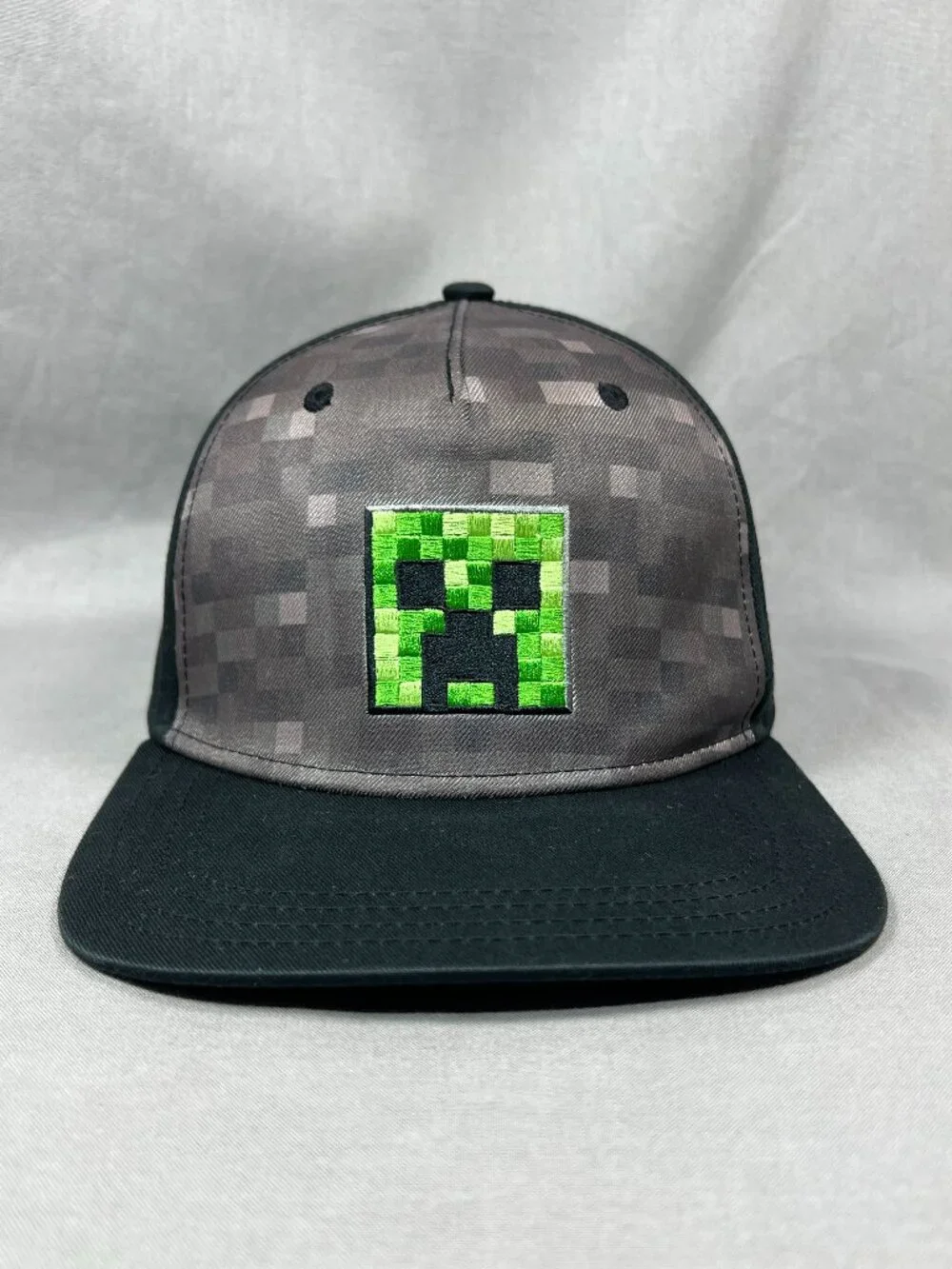 Minecraft Pixel Creeper Snapback Hat OS Black Green Adjustable Adult Unisex Cap